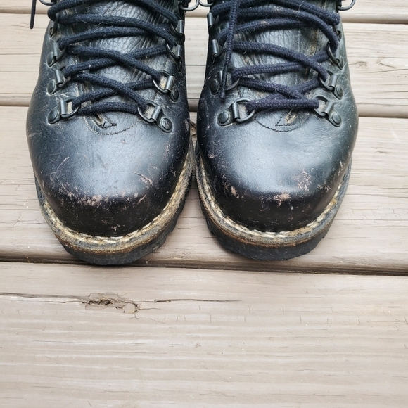 Vintage 80s Black Leather German Bundeswehr Unit Mountain Mountaineering Boots - Picture 5 of 10